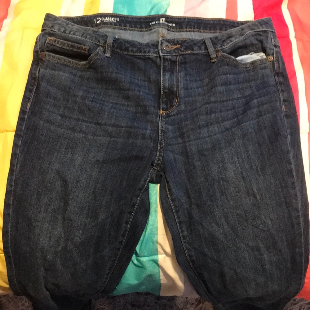 Dark blue low rise jeans